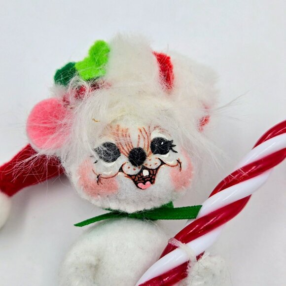 Annalee Sweet Candy Cane Mouse Santa Hat Christmas Ornament 2009 Read - Picture 4 of 10